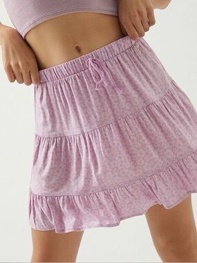 PacSun Lilac Floral Tiered Mini Skirt